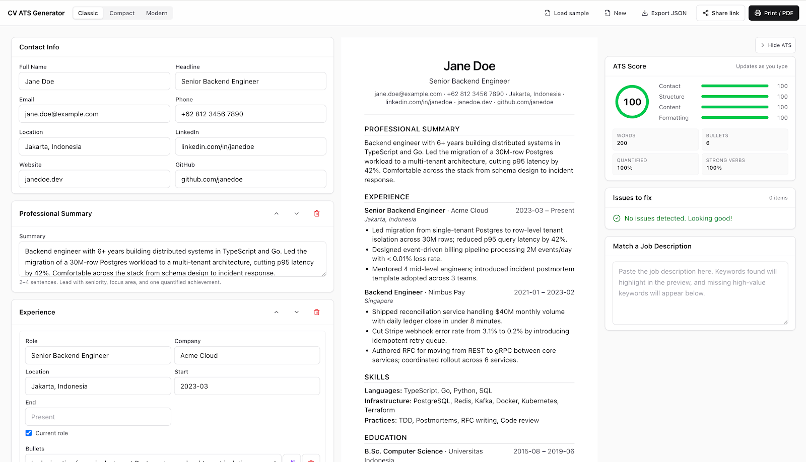 CV ATS Generator — Build CVs That Pass Automated Screening